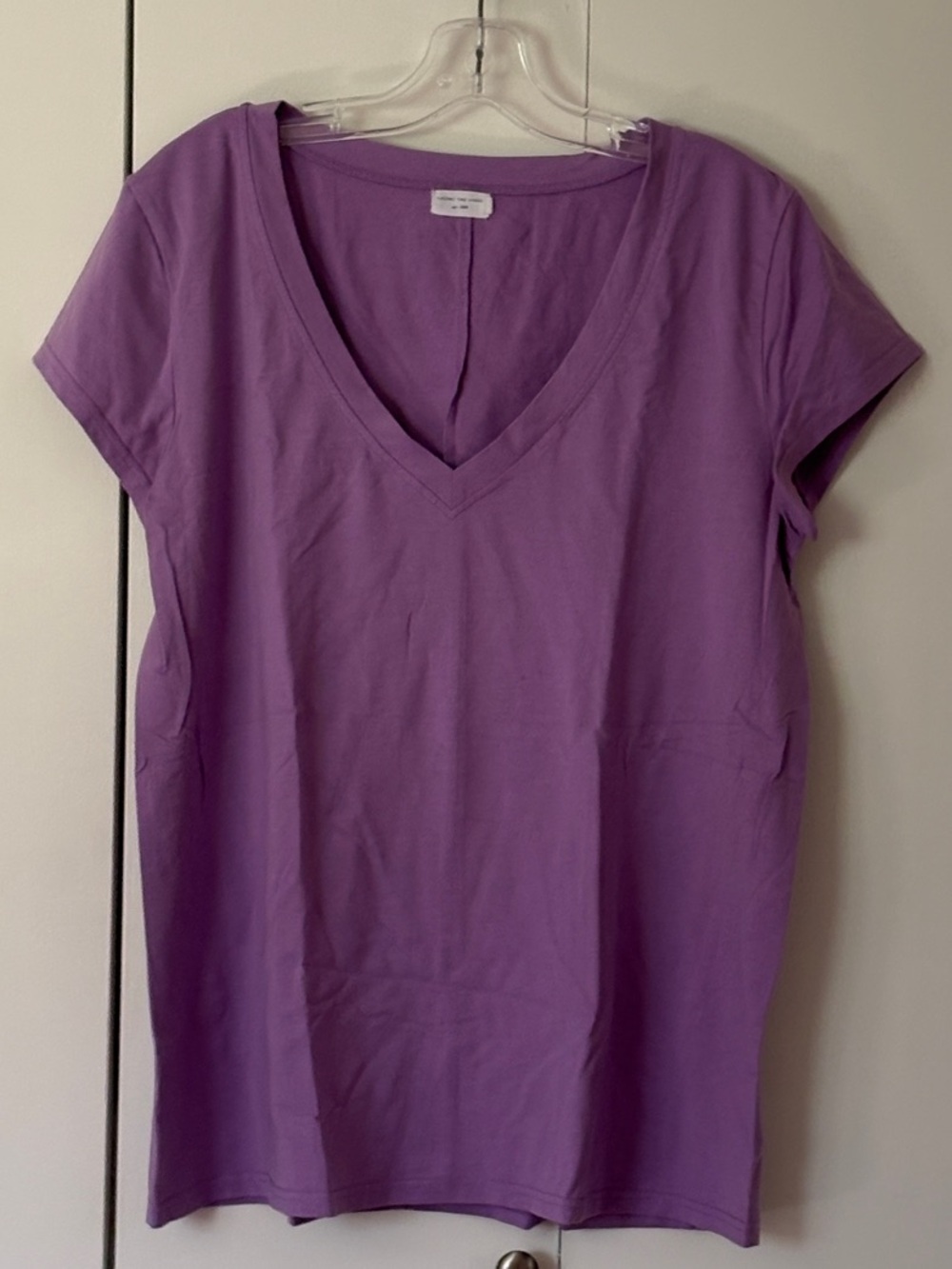 Everyday V-Neck Short Sleeve Tee — Purple with Long Body
